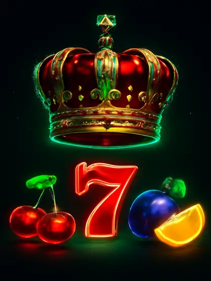 Bezaaide kroon boven oplichtende fruitsymbolen in Shining Crown bij Betninja