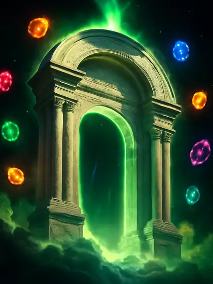 Marmeren hemelpoort met zwevende edelstenen in Gates of Olympus Super Scatter bij Betninja